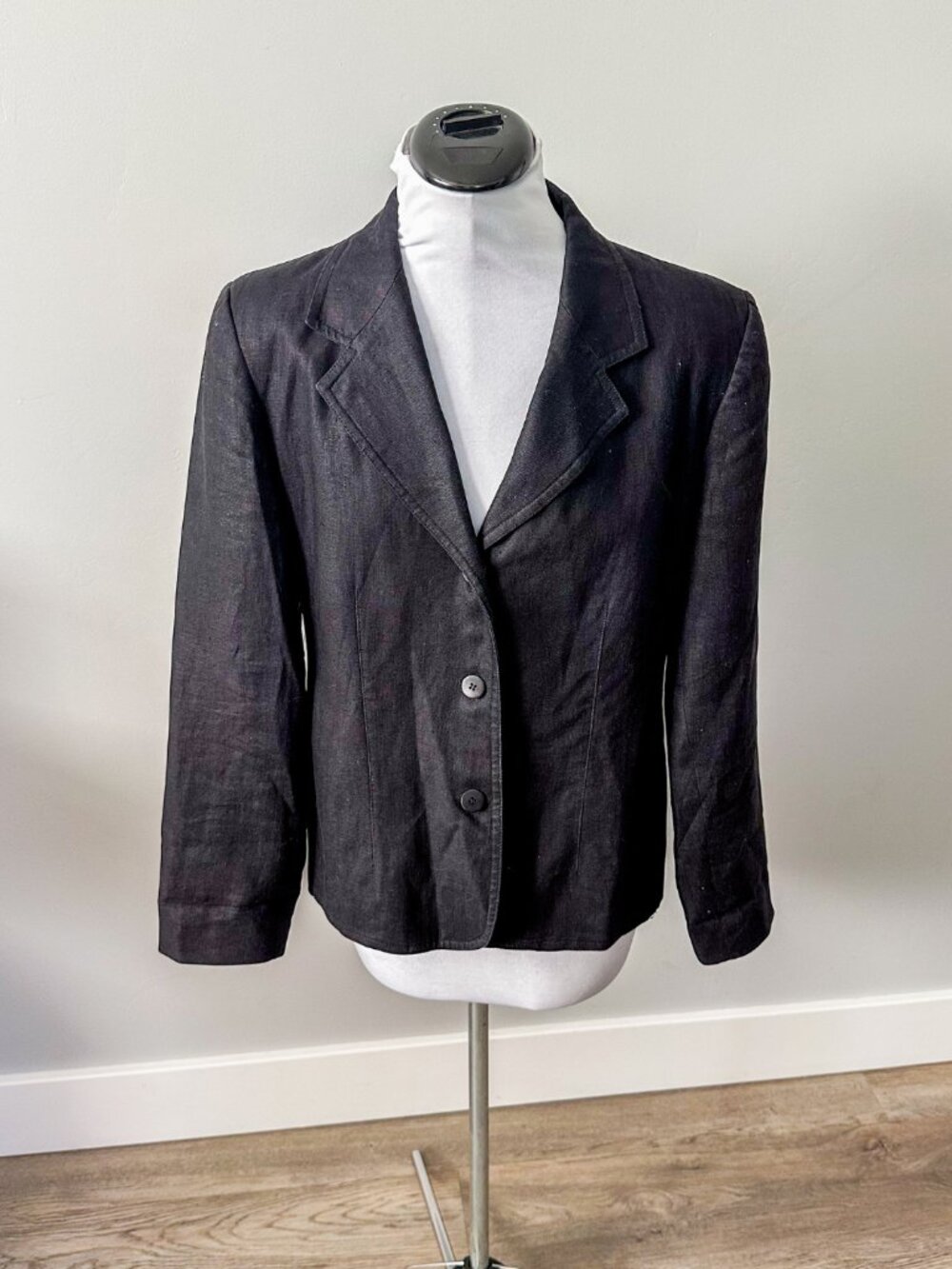 Vintage Larry Levine Black Linen Blazer Jacket